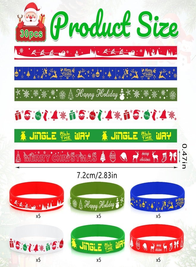 VICROIC 30 PCS Christmas Silicone Bracelets, Rubber Wristbands Bulk for Christmas Party Favors, Party Prizes, Goodie Bag Filler, Stocking Stuffers Decorations Gifts Supplies - Image 2